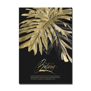 Abstract Golden Leaves Canvas