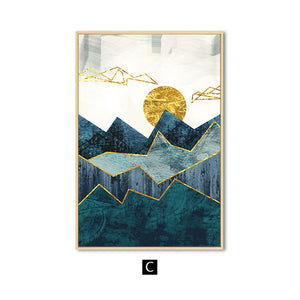 Geometric Mountain Landscape Wall Art