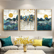 Load image into Gallery viewer, Geometric Mountain Landscape Wall Art