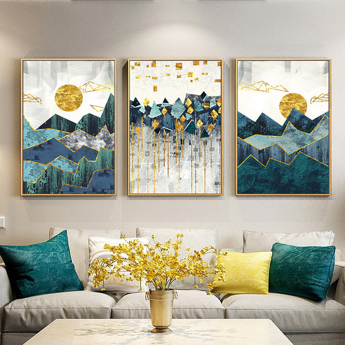 Geometric Mountain Landscape Wall Art