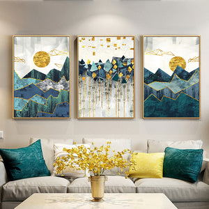 Geometric Mountain Landscape Wall Art